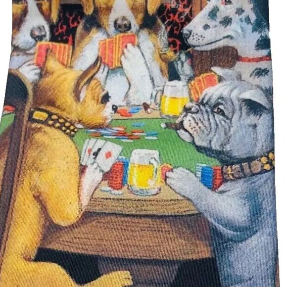 Ralph Marlin Men's Dogs Playing Poker Vintage 90's Necktie Artwear USA Made - Picture 7 of 9
